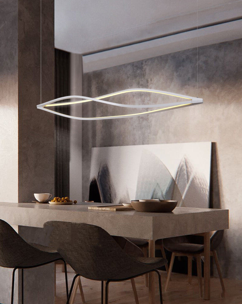 Modern Metal Chandelier Lamp Linear LED Island Pendant for Dining Room