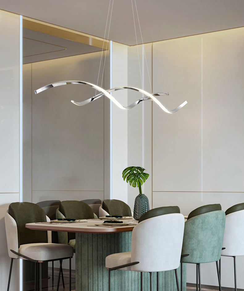 Metal Hanging Pendant Lights Contemporary Linear Hanging Lamps for Dining Room