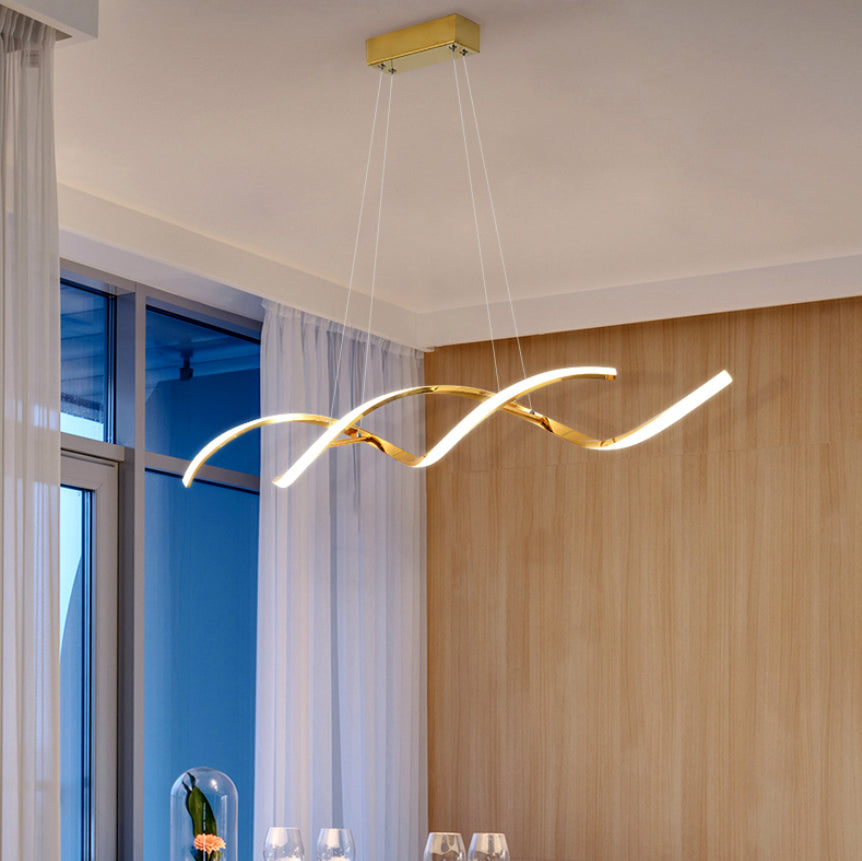 Metal Hanging Pendant Lights Contemporary Linear Hanging Lamps for Dining Room