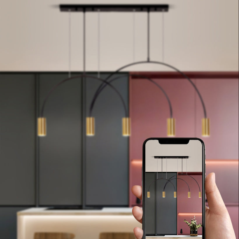 5 Light Kitchen Island Pendant Linear Chandelier Contemporary Island Lighting