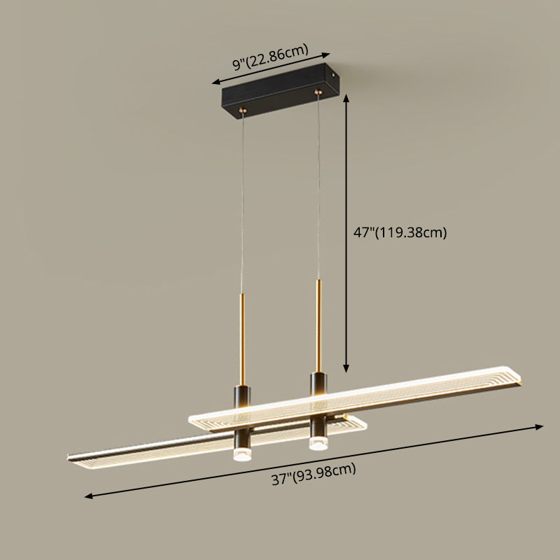 Linear Island Lighting Pendant Rectangle Hanging Island Lights in Metal
