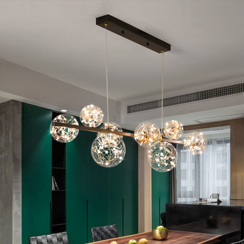 8 Light Kitchen Island Pendant Linear Chandelier Contemporary Island Lighting