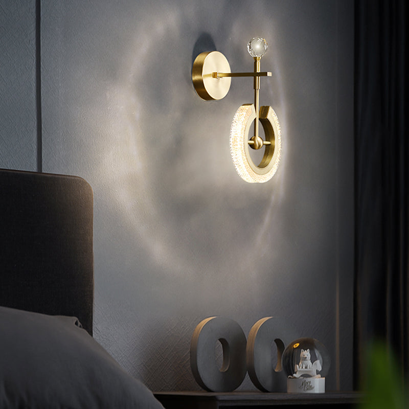 Lámparas de pared de oro contemporáneas Lámpara de montaje de pared acrílico de 1 luces para dormitorio