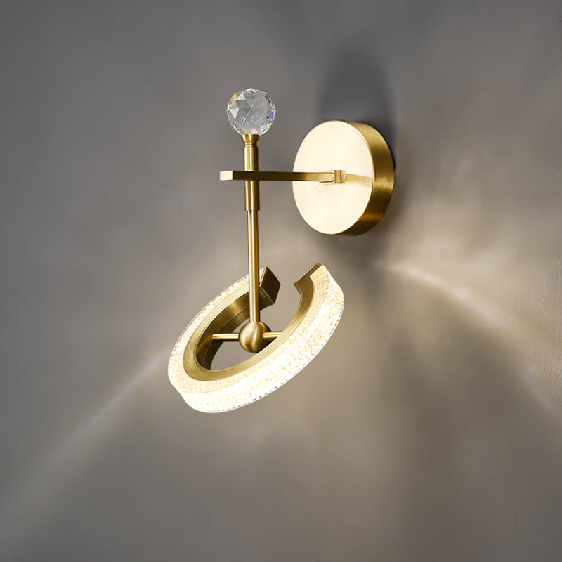 Lámparas de pared de oro contemporáneas Lámpara de montaje de pared acrílico de 1 luces para dormitorio