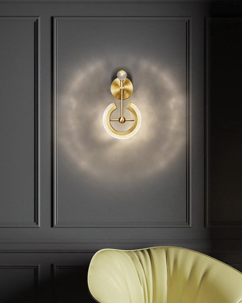 Lámparas de pared de oro contemporáneas Lámpara de montaje de pared acrílico de 1 luces para dormitorio
