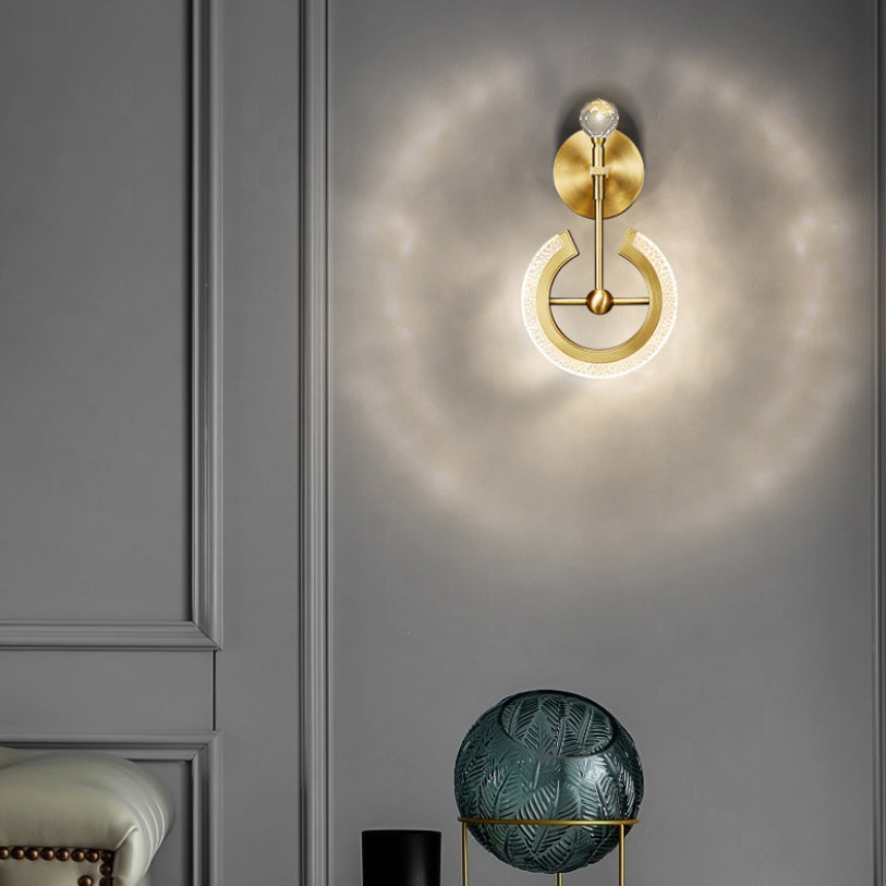 Lámparas de pared de oro contemporáneas Lámpara de montaje de pared acrílico de 1 luces para dormitorio