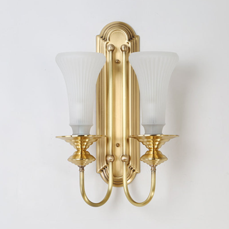 Contemporary Armed Wall Mounted Light Milk Glass Wall Lamp for Bedroom