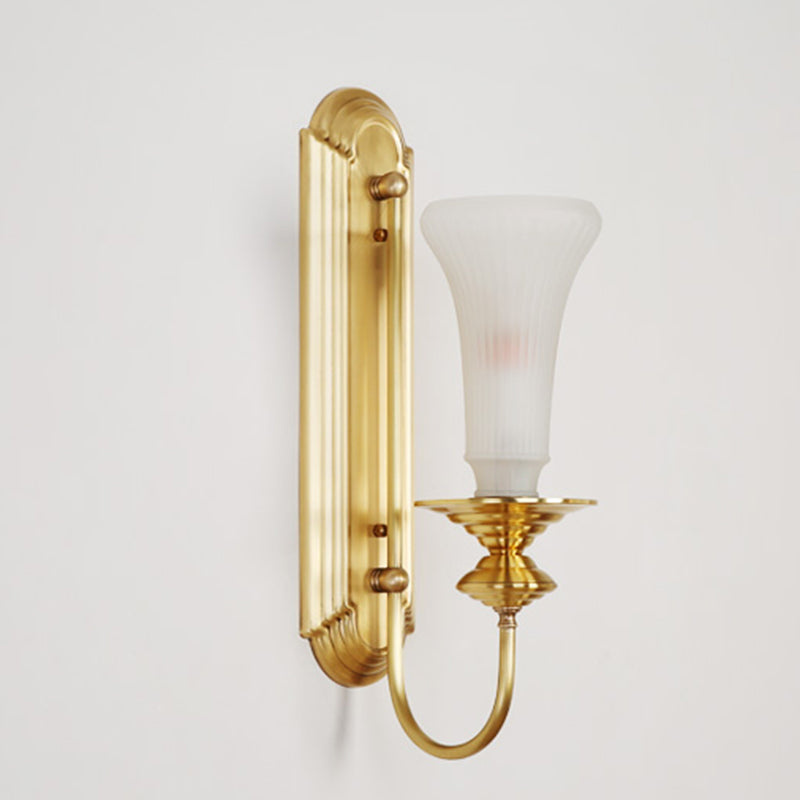 Contemporary Armed Wall Mounted Light Milk Glass Wall Lamp for Bedroom