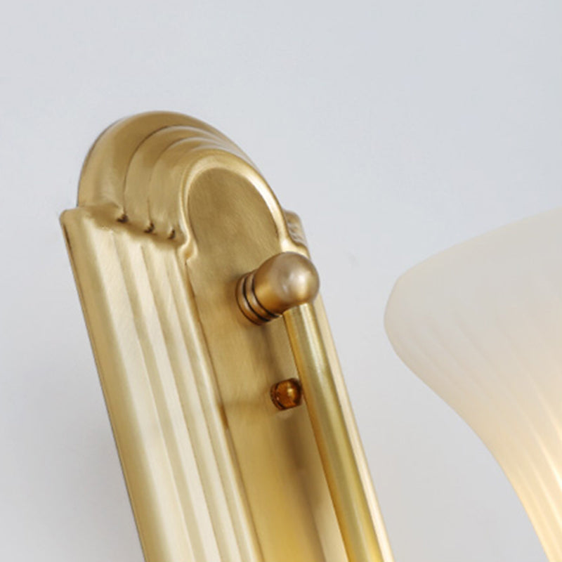 Contemporary Armed Wall Mounted Light Milk Glass Wall Lamp for Bedroom