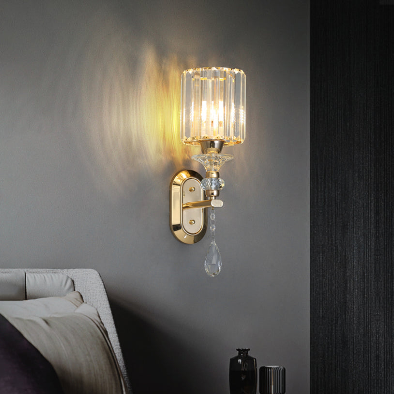 Luz de pared de cristal contemporánea Luz de apliques de 1 luz para dormitorio