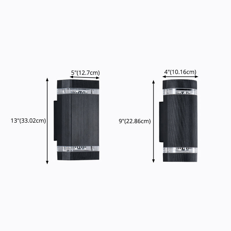 Minimalismo de aluminio Luz de luz de pared Negro al aire libre 1 luz de pared de pared Luz de pared