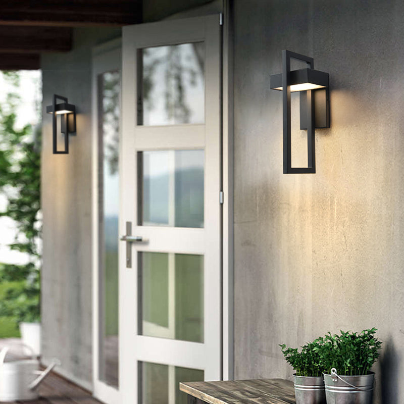 Minimalism Black Wall Light Sconces Metal Outdoor 1-Light Wall Mount Lamp