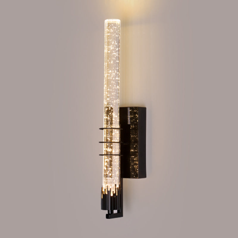 Modern Cylinder Crystal Wall Light Fixture 1-Light LED Sconce Light for Living Room