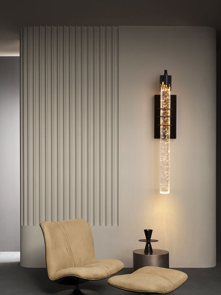 Modern Cylinder Crystal Wall Light Fixture 1-Light LED Sconce Light for Living Room