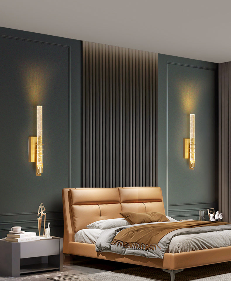 Modern Cylinder Crystal Wall Light Fixture 1-Light LED Sconce Light for Living Room