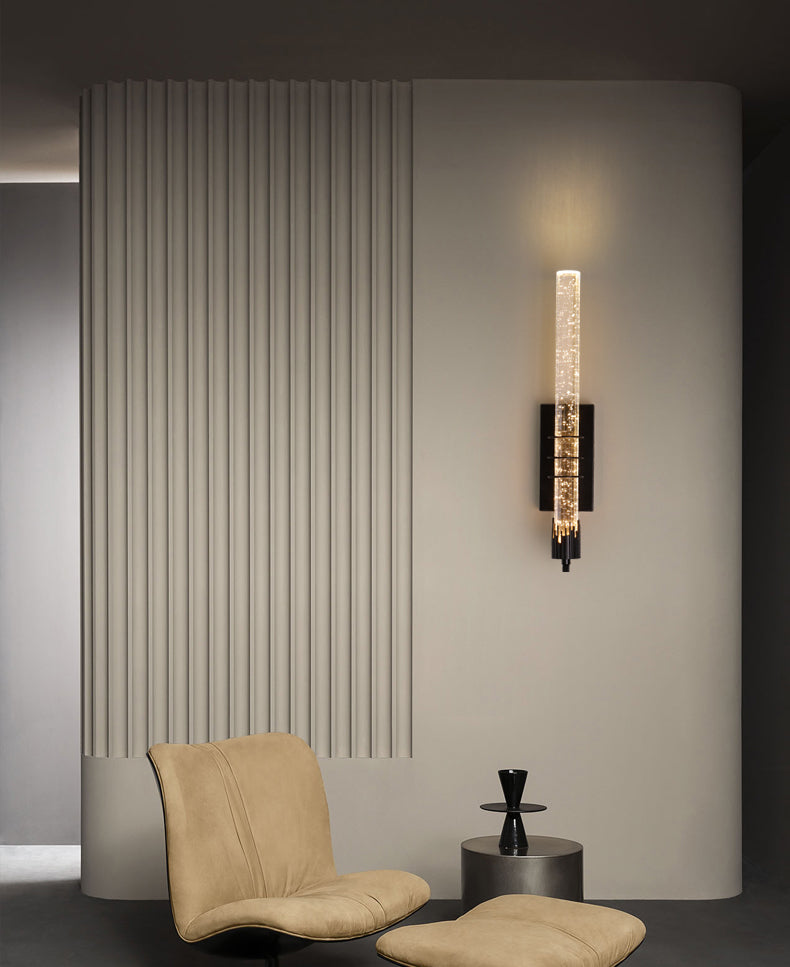 Modern Cylinder Crystal Wall Light Fixture 1-Light LED Sconce Light for Living Room