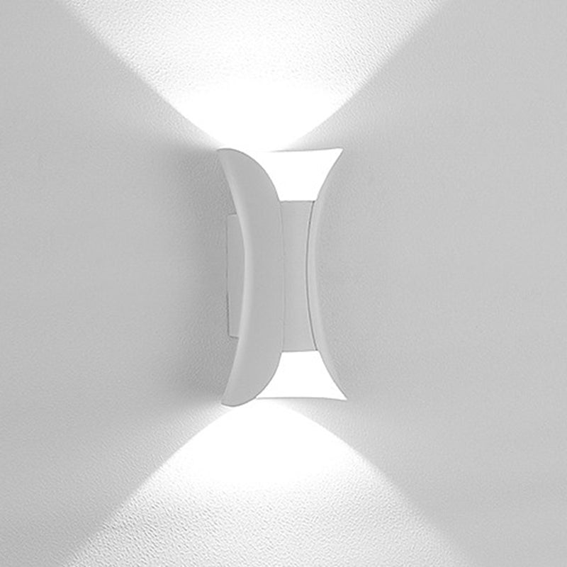 Lámpara de luz de pared curva de aluminio estilo moderno de 2 luces lámpara en blanco y negro