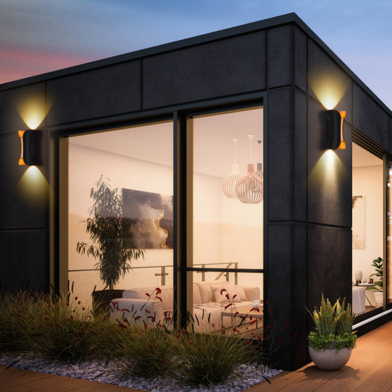 Lámpara de luz de pared curva de aluminio estilo moderno de 2 luces lámpara en blanco y negro