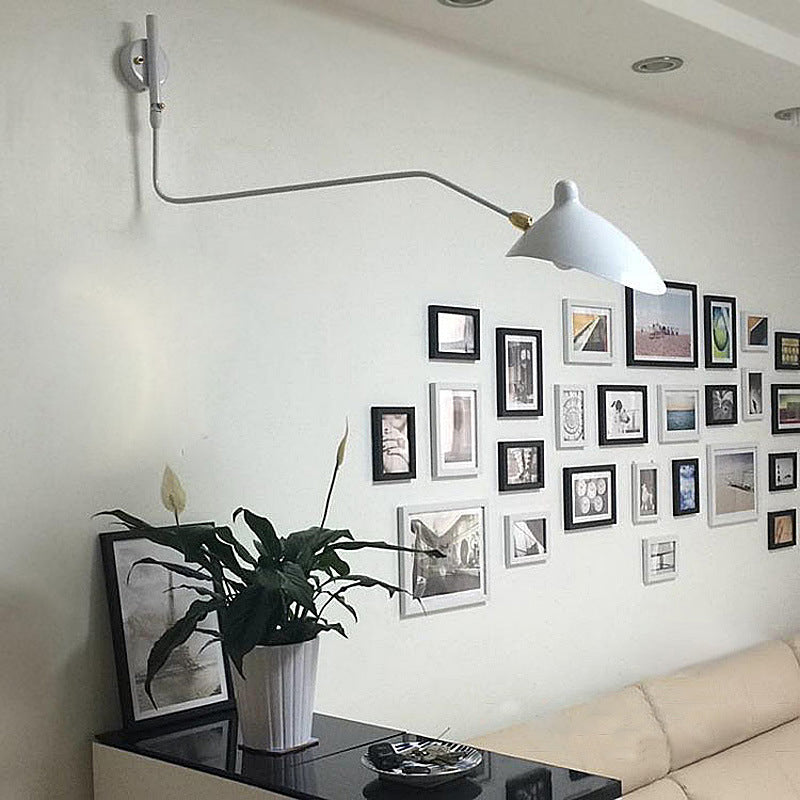 Fispositi di illuminazione in metallo industriale a parete a 1 luci di altalena in nero in nero