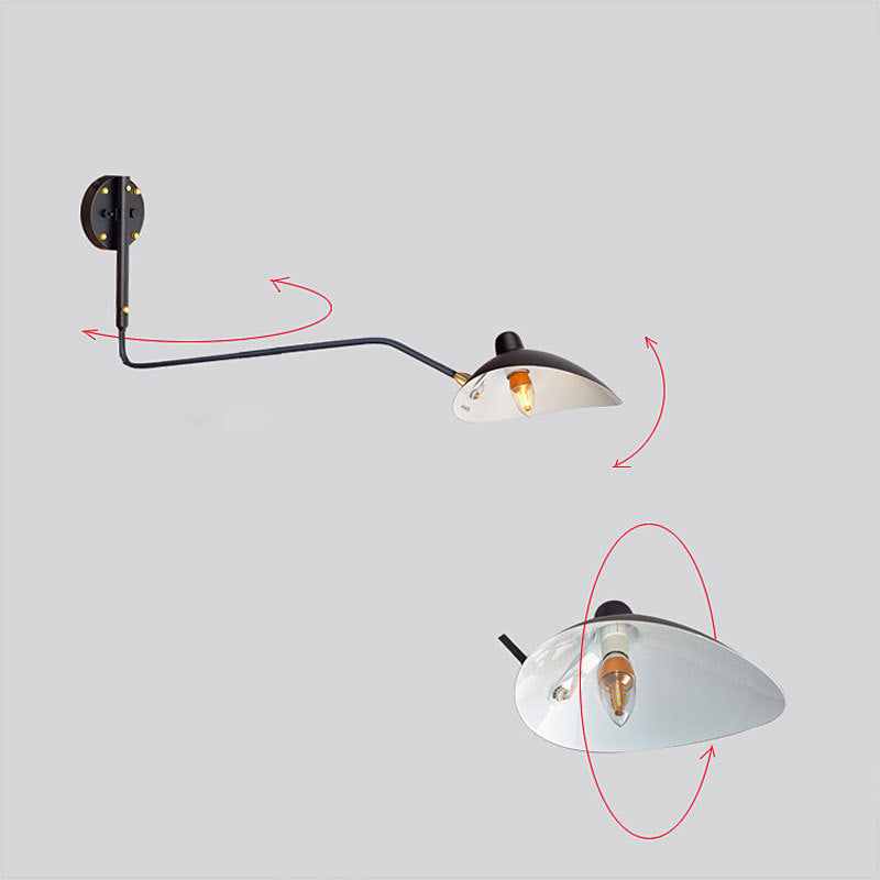 Fispositi di illuminazione in metallo industriale a parete a 1 luci di altalena in nero in nero