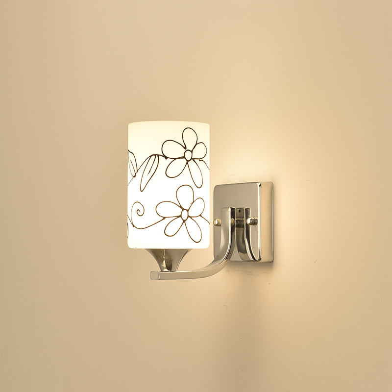 Round Disc Shade Wall Lighting Modern Simple Style Glass 1 Light Sconce Light in Gold