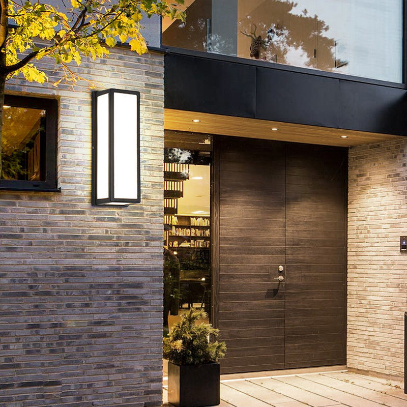 Modern Simple Style Rectangular Shade Wall Sconce Metal 1 Light Sconces in Black Finish