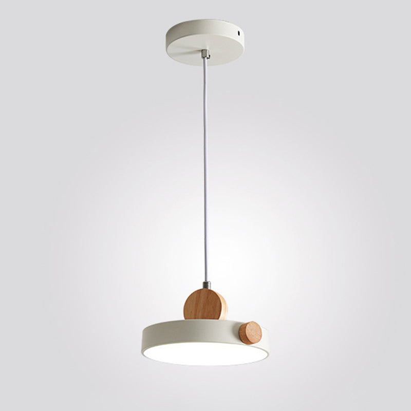 Acrylic Circular LED Hanging Lamp in Modern Concise Style Iron Macaron Pendant Light for Dining Room