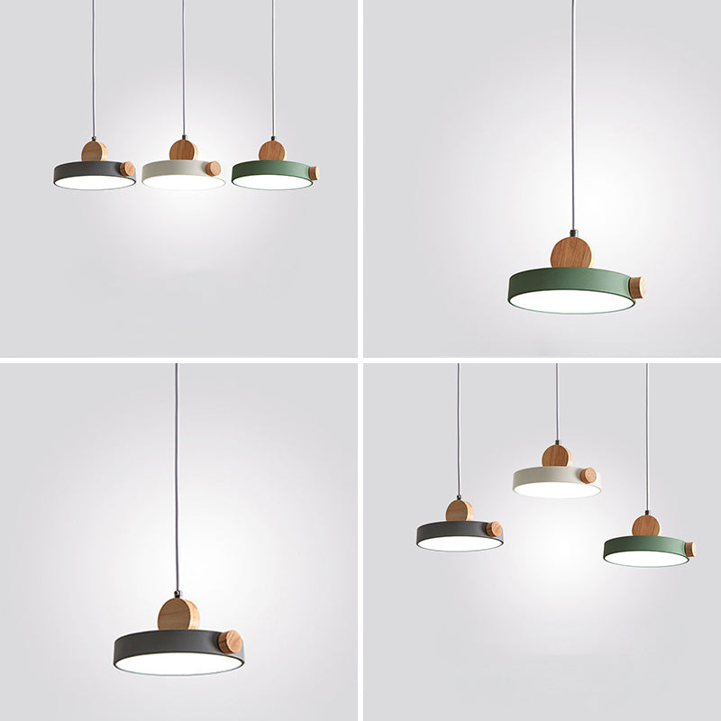 Acrylic Circular LED Hanging Lamp in Modern Concise Style Iron Macaron Pendant Light for Dining Room