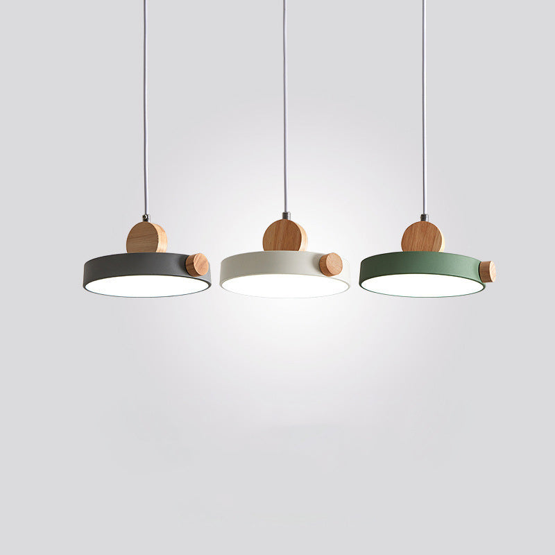 Acrylic Circular LED Hanging Lamp in Modern Concise Style Iron Macaron Pendant Light for Dining Room