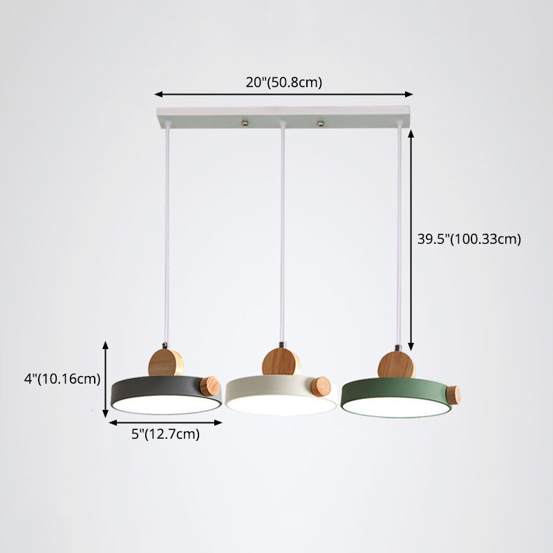 Acrylic Circular LED Hanging Lamp in Modern Concise Style Iron Macaron Pendant Light for Dining Room