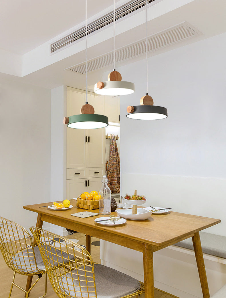 Acrylic Circular LED Hanging Lamp in Modern Concise Style Iron Macaron Pendant Light for Dining Room