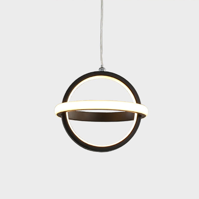 Pendre géométrique à LED noir dans la simplicité moderne Iron Lampe suspendue en fer à 2 légers avec nuance acrylique