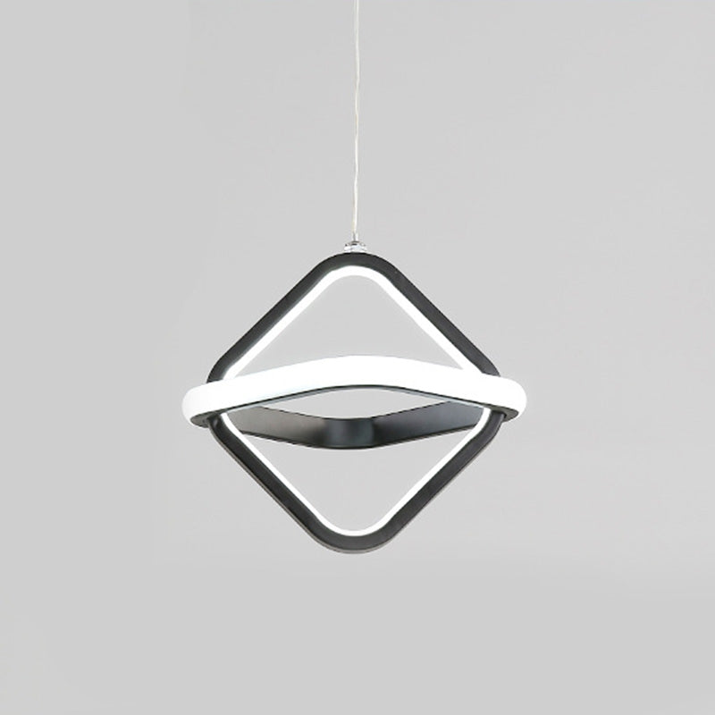 Pendre géométrique à LED noir dans la simplicité moderne Iron Lampe suspendue en fer à 2 légers avec nuance acrylique