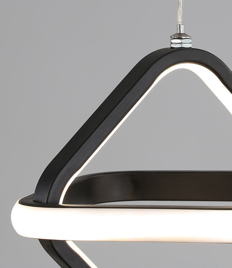 Pendre géométrique à LED noir dans la simplicité moderne Iron Lampe suspendue en fer à 2 légers avec nuance acrylique