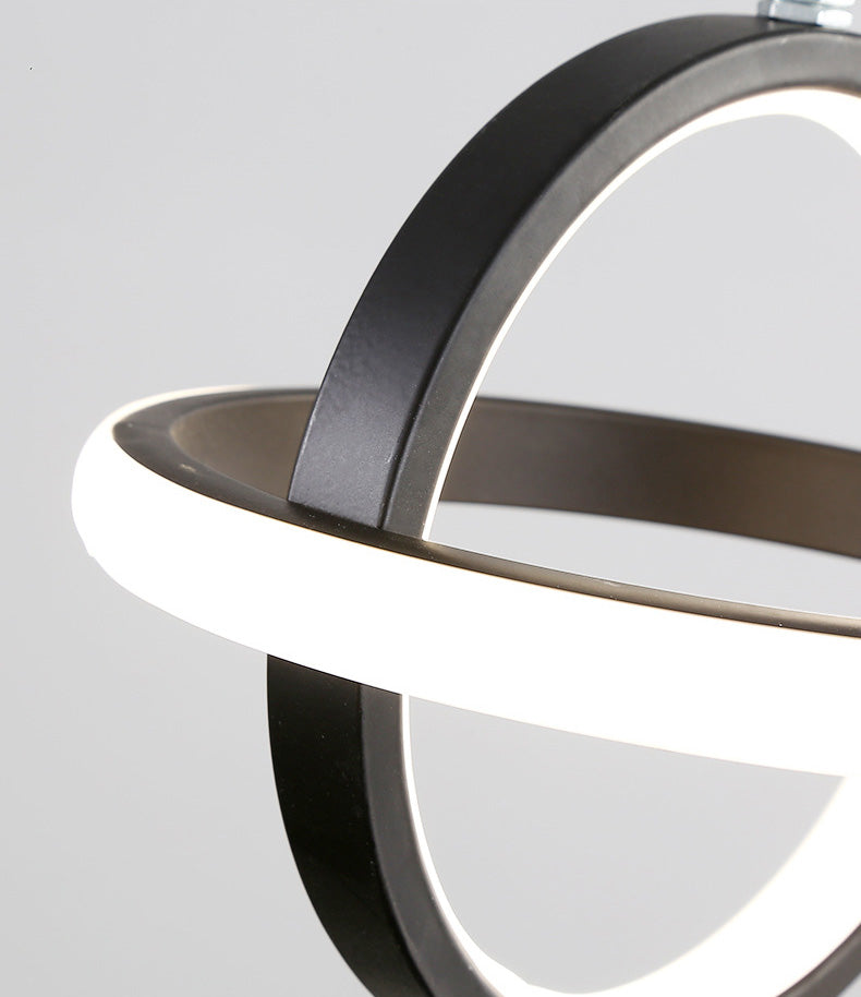 Pendre géométrique à LED noir dans la simplicité moderne Iron Lampe suspendue en fer à 2 légers avec nuance acrylique