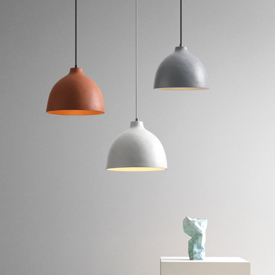 Modern Creative Single Pendant Light Resin Bowl Macaron Hanging Lamp for Dining Room