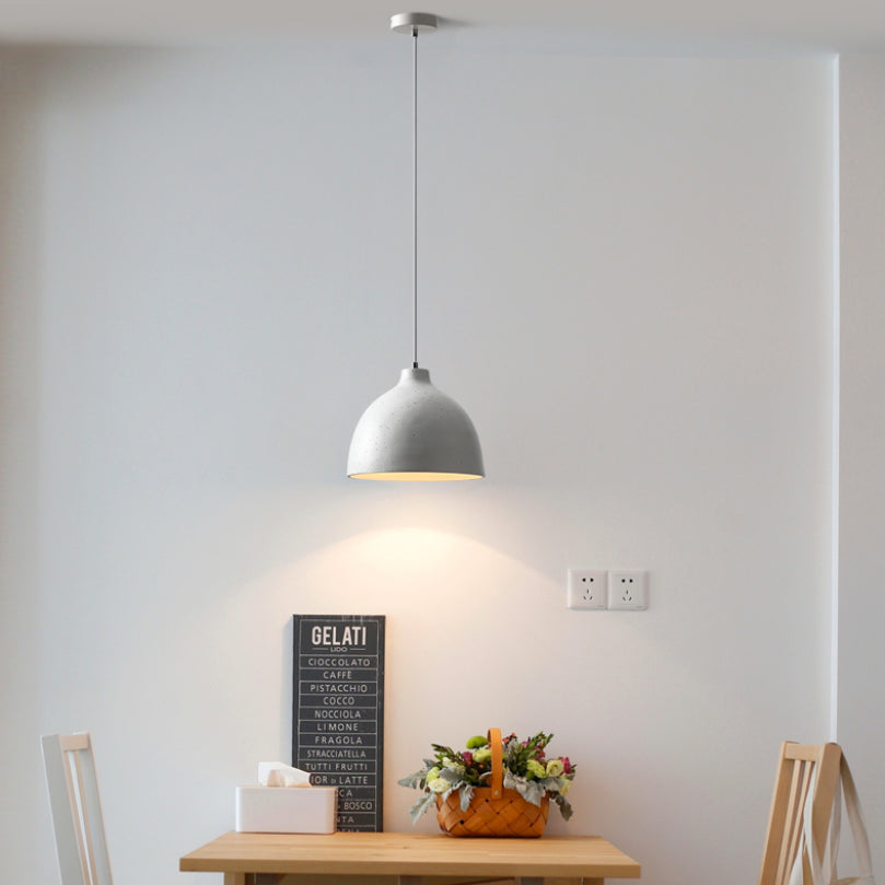 Modern Creative Single Pendant Light Resin Bowl Macaron Hanging Lamp for Dining Room