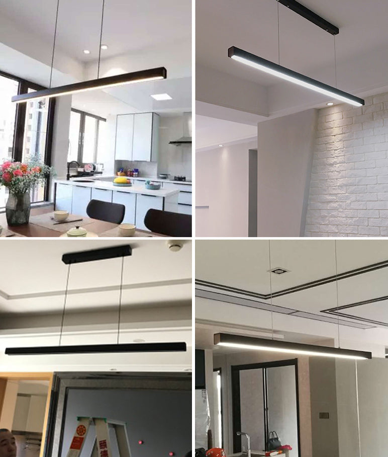 Modern Pendant Lighting for Kitchen Island Linear Pendant Lighting Hanging Lamp in Black