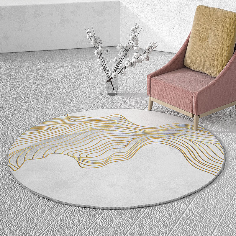Round Color Mixed Simple Area Carpet Polyester Ink Blooming Indoor Rug Washable Carpet for Bedroom