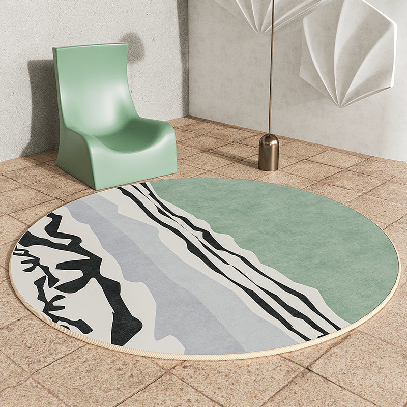 Round Color Mixed Simple Area Carpet Polyester Ink Blooming Indoor Rug Washable Carpet for Bedroom
