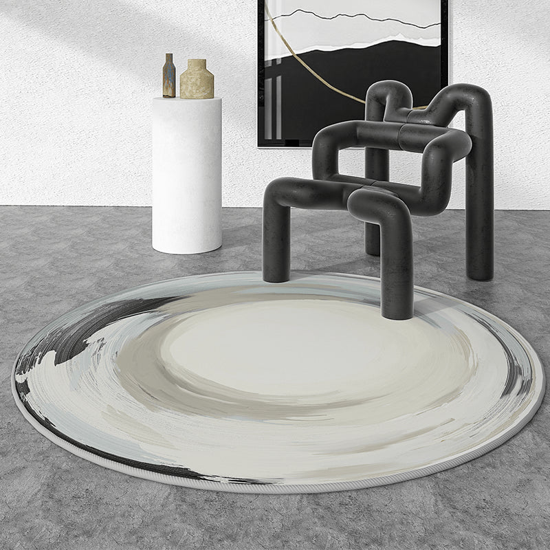 Round Color Mixed Simple Area Carpet Polyester Ink Blooming Indoor Rug Washable Carpet for Bedroom