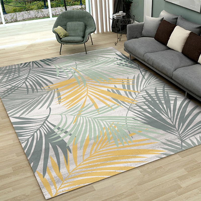 Tapis d'intérieur Simple de couleur unie, en Polyester, imprimé de plumes, avec support antidérapant, pour la décoration de la maison