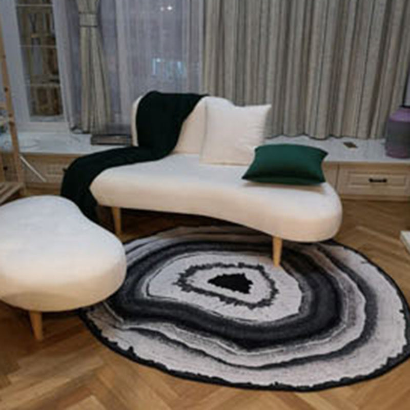 Tapis d'intérieur rond Simple de couleur unie, en Polyester, imprimé de plantes, avec support antidérapant, pour la décoration de la maison