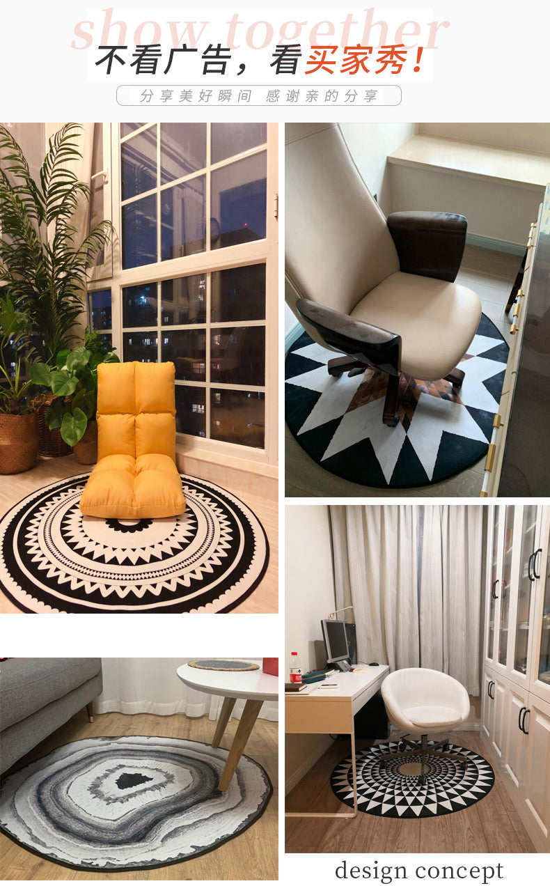 Tapis d'intérieur rond Simple de couleur unie, en Polyester, imprimé de plantes, avec support antidérapant, pour la décoration de la maison