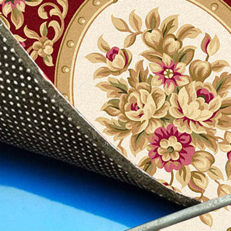 Contemporary Creative Border Rug Marble Surface Print Carpet Non-Slip Backing Carpet for Home Decor