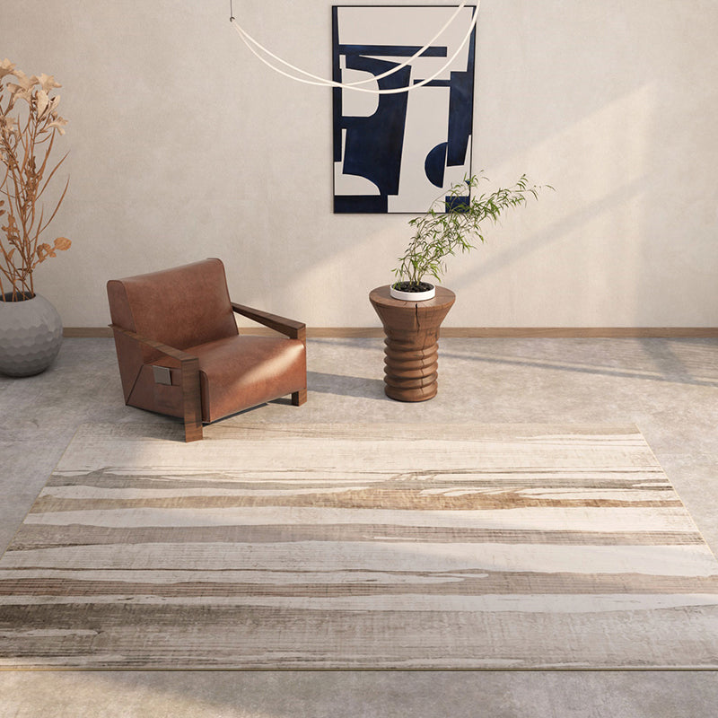 Apricot Tone Luxury Area Rug Polyester Ink Traces Rug Non-Slip Backing Indoor Rug for Living Room