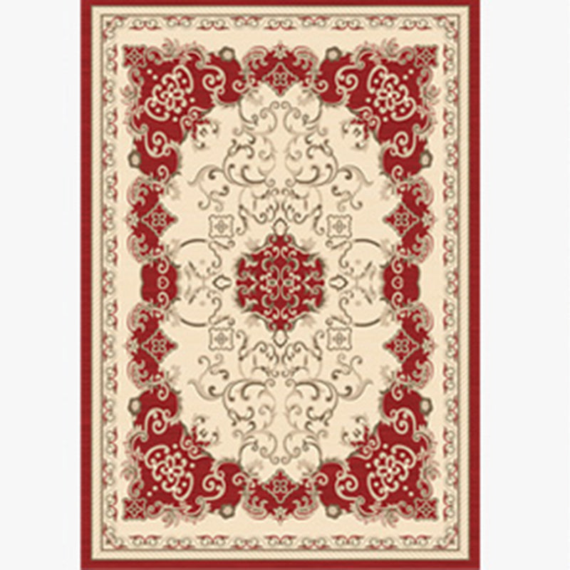 Natural Floral Printed Rug Victorian Polyester Carpet Non-Slip Backing Carpet for Living Room