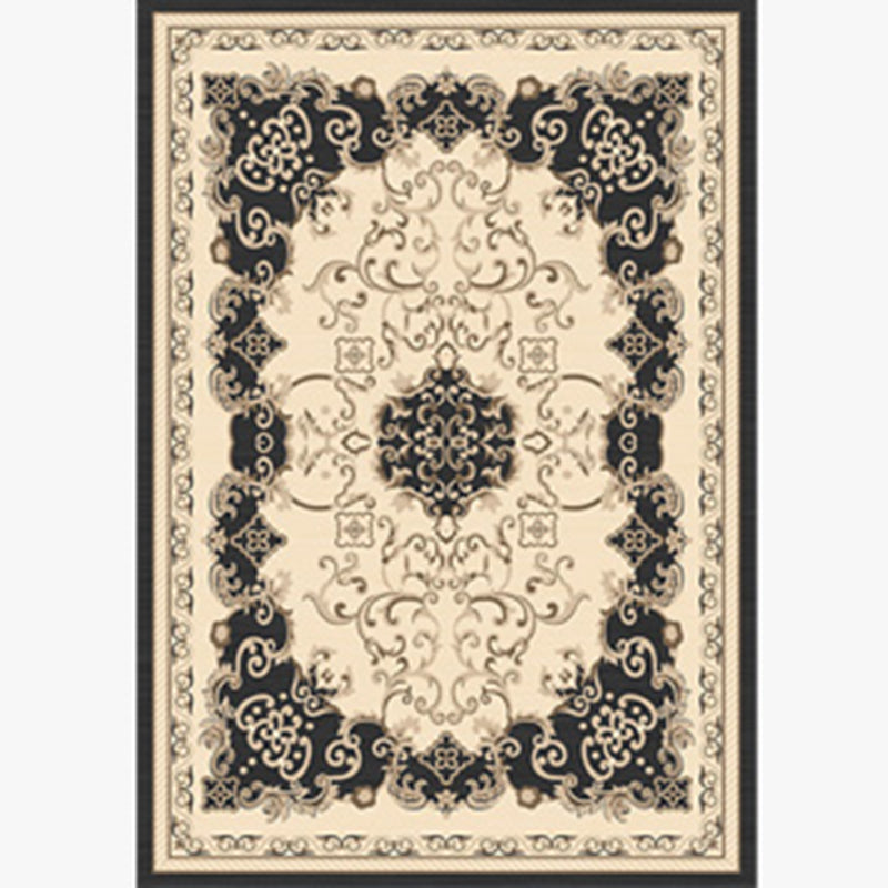 Natural Floral Printed Rug Victorian Polyester Carpet Non-Slip Backing Carpet for Living Room