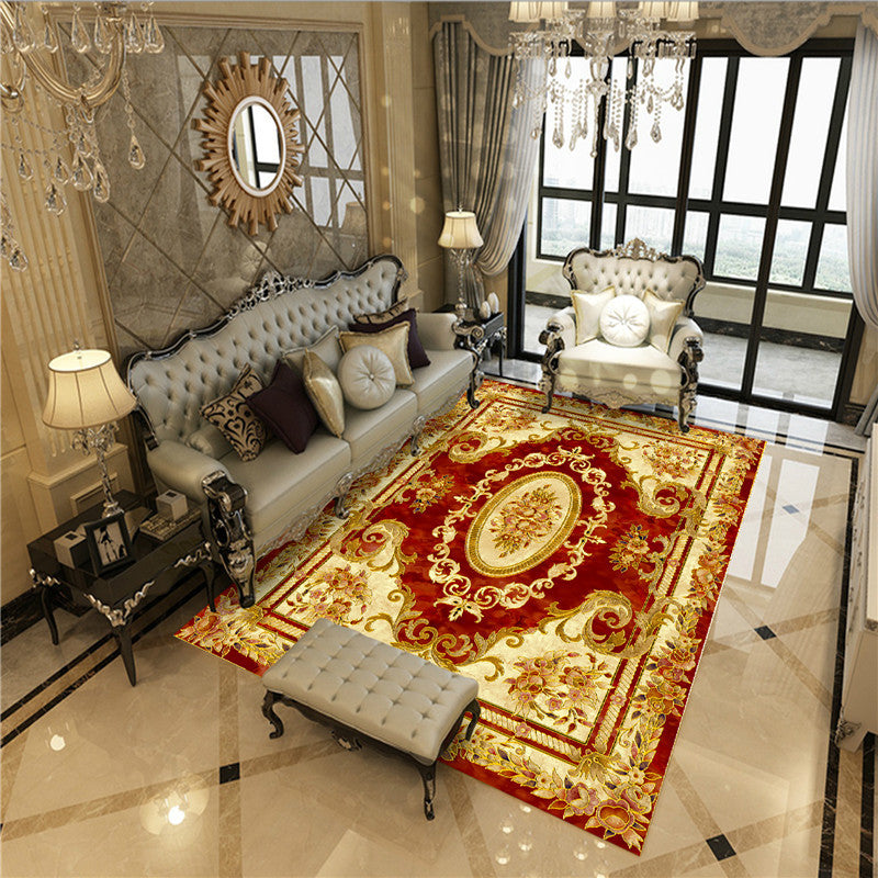 Gorgeous Marble Print Rug Funky Framed Carpet Polyester Anti-Slip Backing Area Rug for Living Room