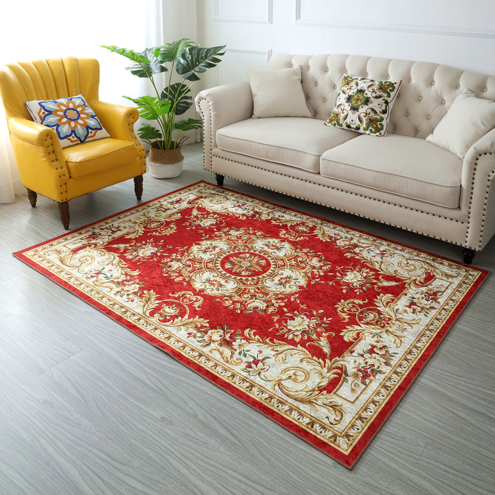 Glam European Style Rug Marble Surface Polyester Rug Non-Slip Backing Area Carpet for Home Decor